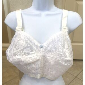 VTG NWOT Lady Cameo Lingerie Bullet Coalesce Bra 40HH Pinup White Floral Lace